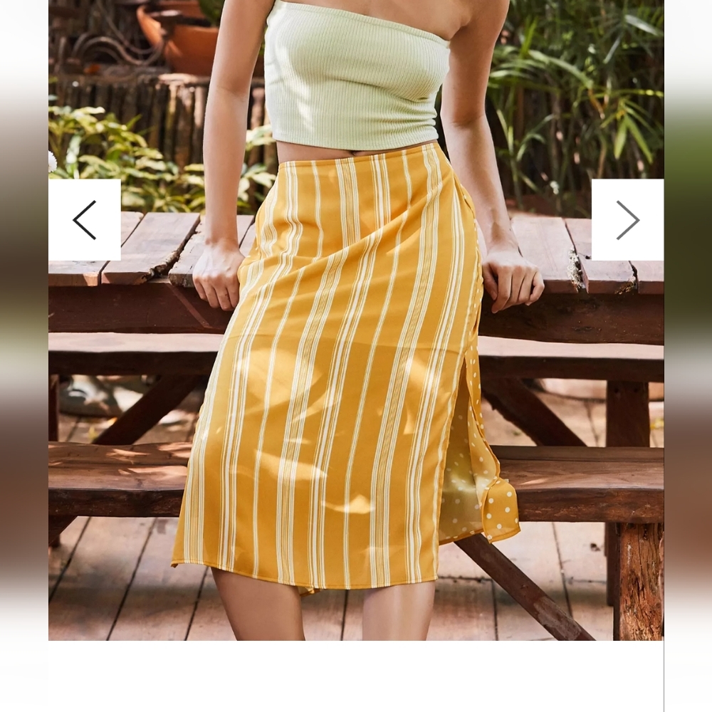 42. B.O.G. Collective Midi stiped and polka dot skirt